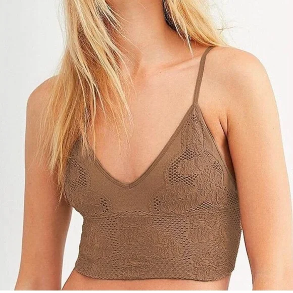 NWT FREE PEOPLE Intimately Candy Seamless Longline Bralette Sand XS/S - Picture 2 of 8
